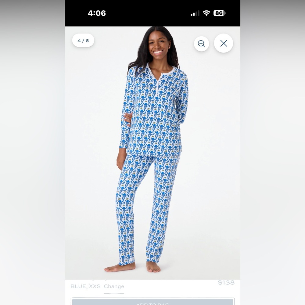Roller Rabbit Blue Monkeys Pajama Set